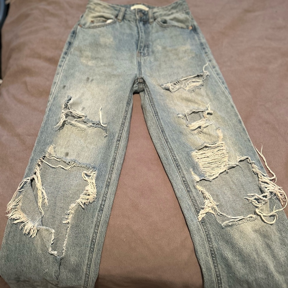 PacSun Distressed Flare Jeans - Light Blue